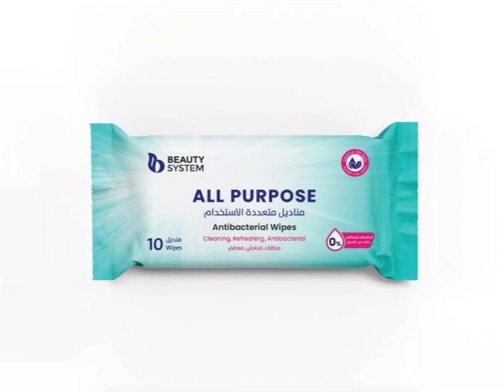 مناديل مبللة متعددة الاستخدام خالية من الكحول عبوة 10 مناديل